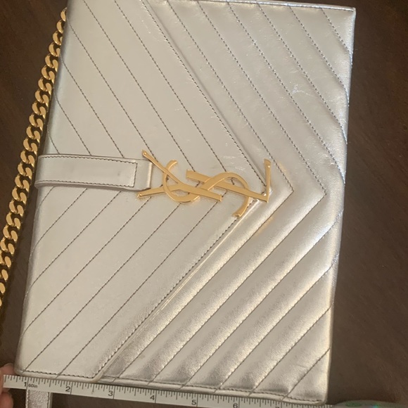 “SOLD” YSL Envelope Chain Bag Gold & Silver - Picture 13 of 15